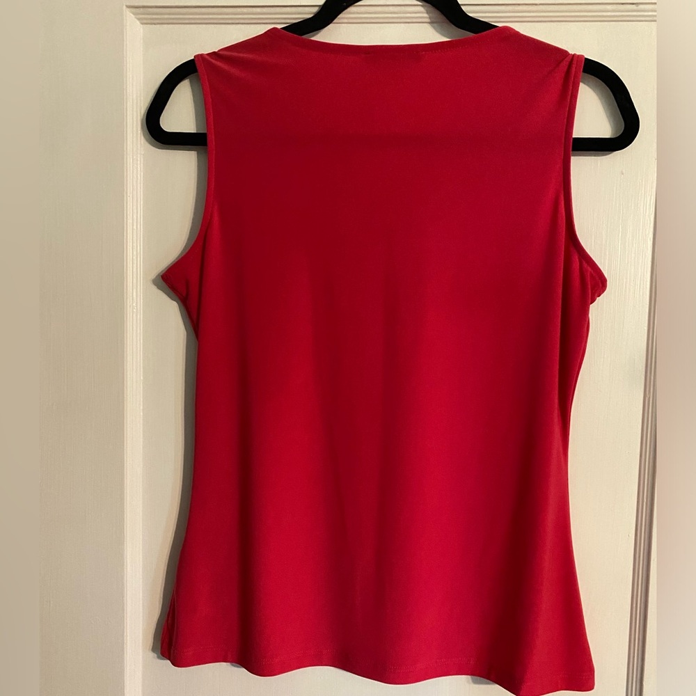 Tommy Hilfiger Hot Pink Womens Sleeveless Top Blouse Unique Neckline Size Large - Picture 2 of 10